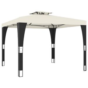 vidaXL pavillon med dobbelt tag 2,98x2,98 m st&aring;l cremefarvet