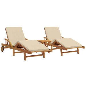 vidaXL Solstol 3 pcs Beige Massivt Akacietr&aelig;