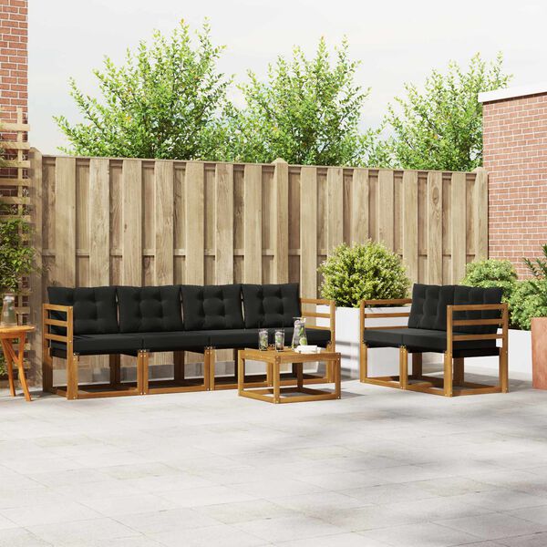 vidaXL Udend&oslash;rs sofagruppe med pude 7 pcs Naturlig og sort