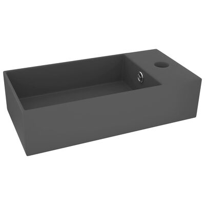 vidaXL håndvask med overløb til badeværelse keramik mørkegrå