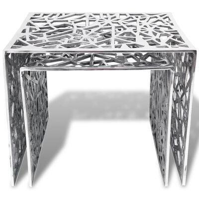 vidaXL firkantet sidebord i to dele i aluminium sølvfarvet