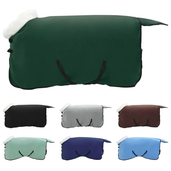 vidaXL Hestet&aelig;ppe M&oslash;rkegr&oslash;n 115 cm Polar fleece