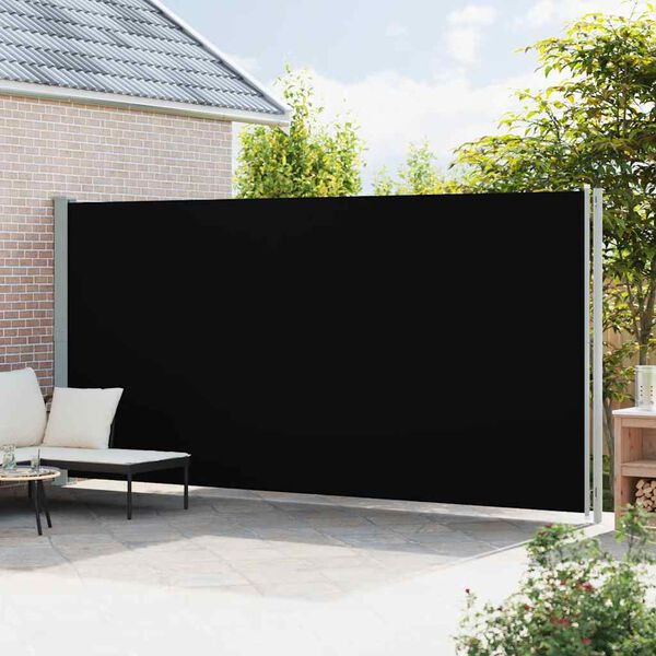 vidaXL sammenrullelig sidemarkise til terrassen 220x600 cm sort