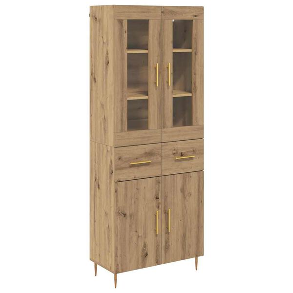 vidaXL Highboard med skuffe 2 pcs Artisan Egetr&aelig; Konstrueret tr&aelig;