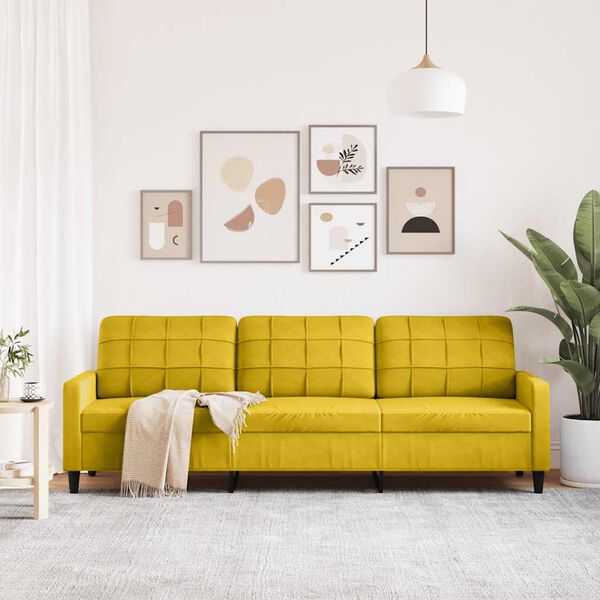 vidaXL 3-personers sofa 210 cm fløjl gul