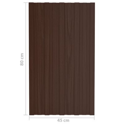 vidaXL tagplader 12 stk. 80x45 cm galvaniseret stål brun