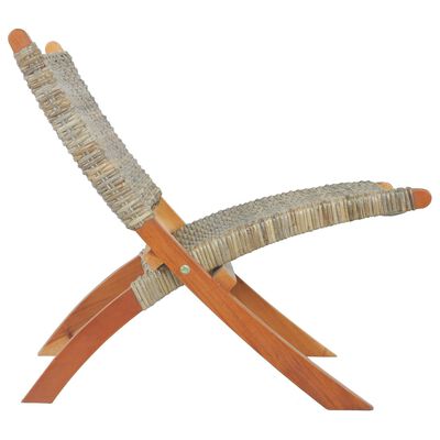 vidaXL afslapningsstol naturlig kubu-rattan massivt mahognitræ