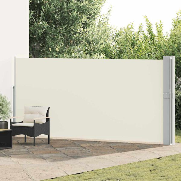 vidaXL sammenrullelig sidemarkise til terrassen 170x1200 cm creme
