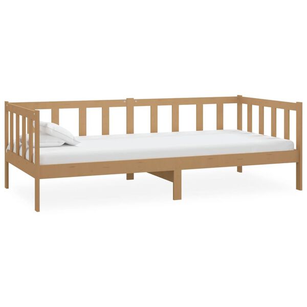 vidaXL daybed med madras 90x200 cm massivt fyrretræ gyldenbrun
