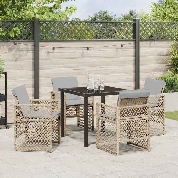 vidaXL Have Spisebordss&aelig;t 5 pcs Beige polyrattan