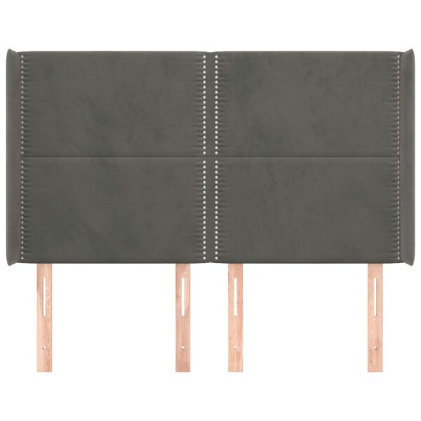 vidaXL sengegavl med kanter 147x16x118/128 cm fl&oslash;jl m&oslash;rkegr&aring;