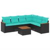 vidaXL havesofas&aelig;t med 7 hynder sort polyrattan