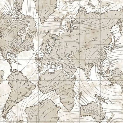 Noordwand tapet Friends & Coffee The World Map metallisk og beige
