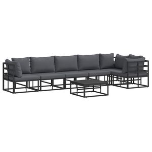 vidaXL Havesofa S&aelig;t med pude 7 pcs Sort Aluminium