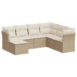 vidaXL sofas&aelig;t til haven 7 dele med hynder polyrattan beige