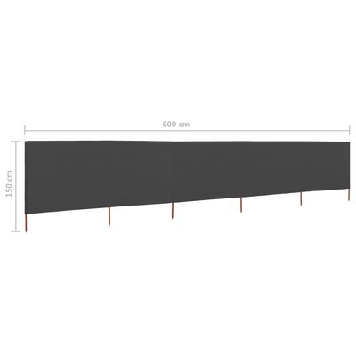 vidaXL 5-panels læsejl 600x120 cm stof antracitgrå