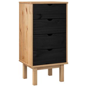 vidaXL Skuffeskab OTTA Sort 45 x 39 x 90 cm Massivt fyrretr&aelig;