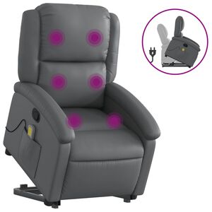 vidaXL l&oslash;ftestol med massagefunktion kunstl&aelig;der gr&aring;