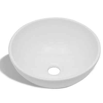 vidaXL badeværelseshåndvask med blandingsbatteri keramik rund hvid