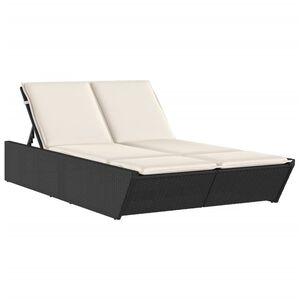 vidaXL dobbelt loungesofa med hynder polyrattan sort