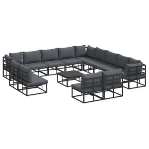 vidaXL Havesofa S&aelig;t med pude 14 pcs Sort Aluminium