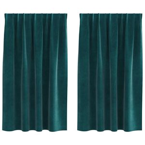 vidaXL Gardiner med gardiner 2 pcs M&oslash;rkegr&oslash;n 140 x 140 cm Fl&oslash;jl