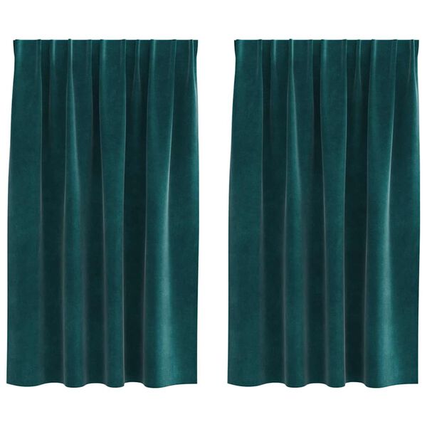 vidaXL Gardiner med gardiner 2 pcs M&oslash;rkegr&oslash;n 140 x 140 cm Fl&oslash;jl