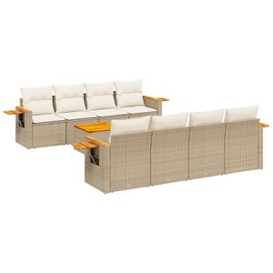 vidaXL sofas&aelig;t til haven 9 dele med hynder polyrattan beige