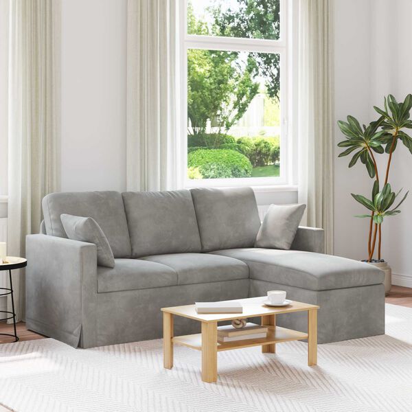 vidaXL Sofa Lysegr&aring; 198 x 134 x 80 cm Fl&oslash;jl