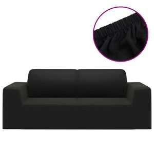 vidaXL elastisk 2-personers sofabetr&aelig;k polyesterjersey sort