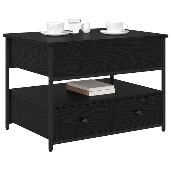 vidaXL Sofabord med skuffe Sort eg 70 x 50 x 54,5 cm Konstrueret tr&aelig;