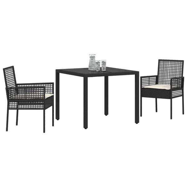 vidaXL Have Spisebordss&aelig;t 3 pcs Sort polyrattan