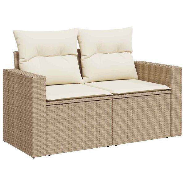vidaXL Havesofa S&aelig;t med pude 12 pcs Beige og creme polyrattan