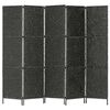 vidaXL rumdeler med 5 paneler 193 x 160 cm vandhyacint sort