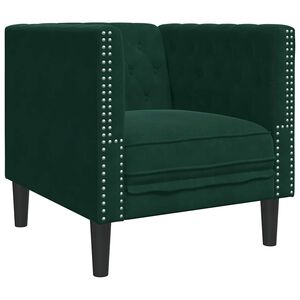 vidaXL Chesterfield-sofastol fl&oslash;jl m&oslash;rkegr&oslash;n