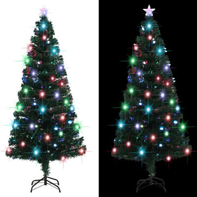 vidaXL juletræ med juletræsfod og lys 180 cm fiberoptisk
