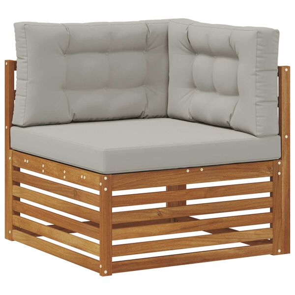 vidaXL Sofas&aelig;t med pude 7 pcs Naturlig og Lys Gr&aring; Massivt Akacietr&aelig;