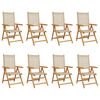vidaXL Klapstole med 8 l&aelig;nestole i beige polyrattan og massivt tr&aelig;