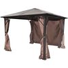vidaXL havepavillon med gardin brun aluminium 300 x 300 cm