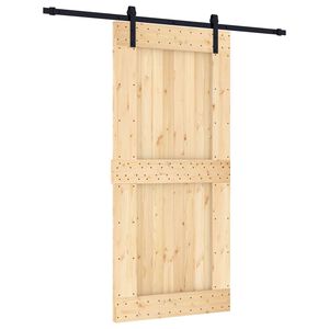 vidaXL Skyded&oslash;r Naturfarvet og sort 95 x 210 cm Massivt Fyrretr&aelig;
