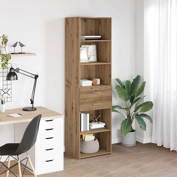vidaXL Highboard Artisan Egetr&aelig; 50 x 42,5 x 185 cm Konstrueret tr&aelig;