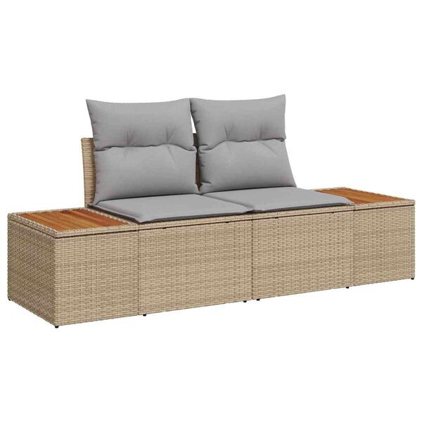 vidaXL Havesofa S&aelig;t med pude 9 pcs Beige og lys gr&aring; Polyrattan