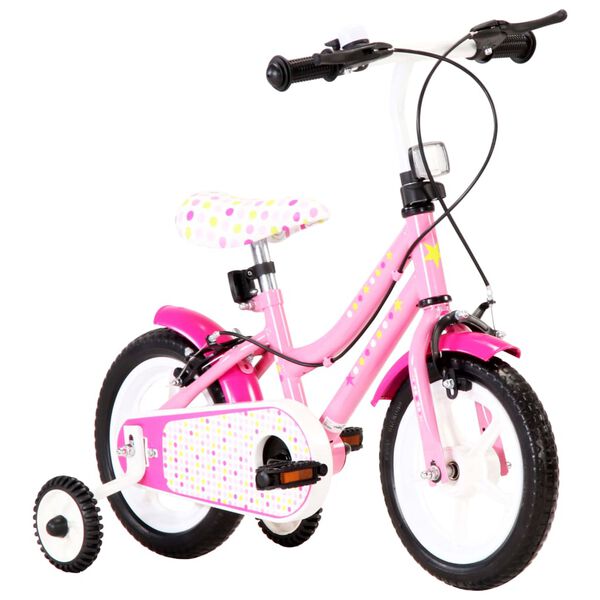 vidaXL børnecykel 12 tommer hvid og pink