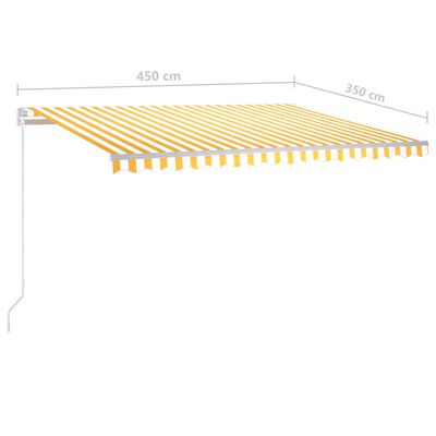 vidaXL markise m. LED + vindsensor 4,5x3,5 m automatisk gul og hvid