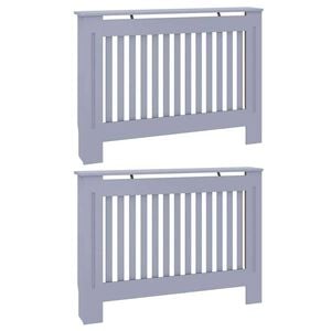vidaXL Radiatorcover 2 pcs Grå 112 x 19 x 81,5cm Konstrueret træ