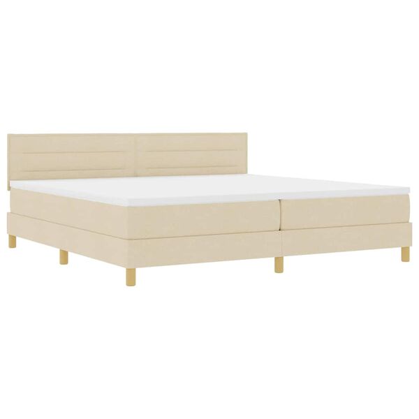 vidaXL Box spring seng med madras Creme 200 x 200 cm Stof