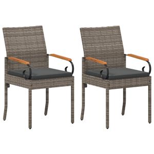 vidaXL Havestole 2 stk. Gr&aring; og M&oslash;rkegr&aring; Polyrattan og akacietr&aelig;