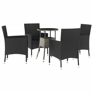 vidaXL bistros&aelig;t til haven 5 dele med hynder polyrattan sort