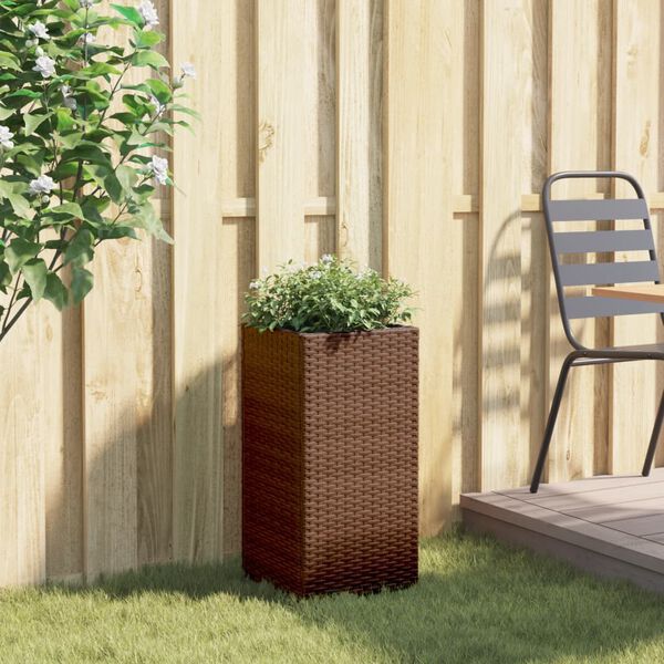 vidaXL plantekasse 30x30x60 cm polyrattan brun