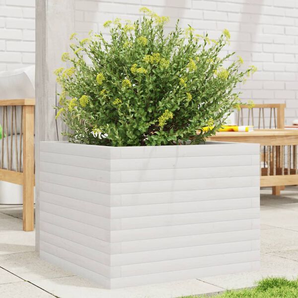 vidaXL plantekasse 60x60x45,5 cm massivt fyrretr&aelig; hvid